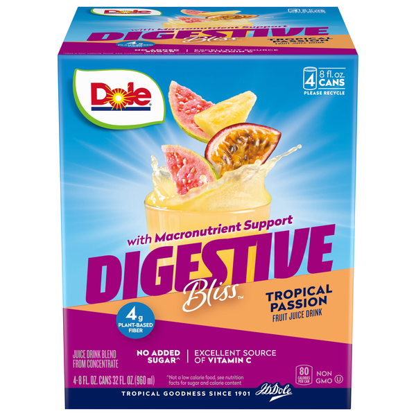 Dole Digestive Bliss Tropical Passion Fruit Juice 4 - 8 fl oz Cans