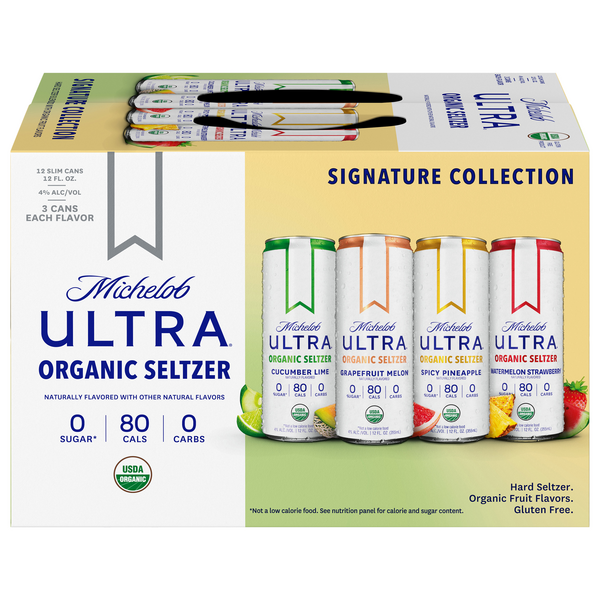 Michelob Ultra Hard Seltzer, Organic, Signature Collection - 12 pack, 12 fl oz slim cans