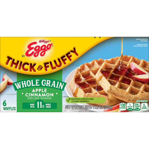 Eggo Thick And Fluffy Whole Grain Waffles Apple Cinnamon 6ct Hy Vee Aisles Online Grocery Shopping