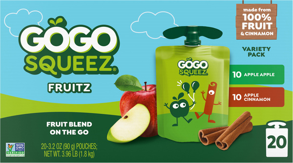 GoGo squeeZ No Sugar Added Apple Cinnamon Apple Applesauce Variety