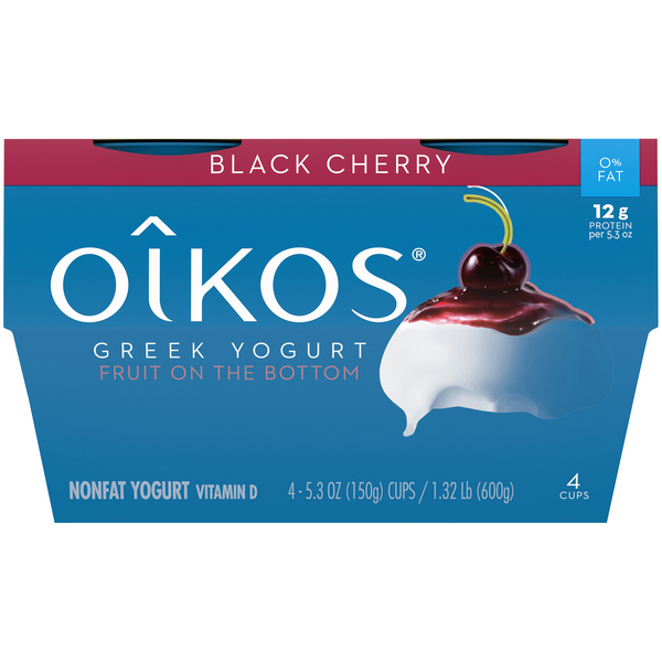 Oikos Fruit on the Bottom Black Cherry Nonfat Greek Yogurt 4-5.3 Oz ...