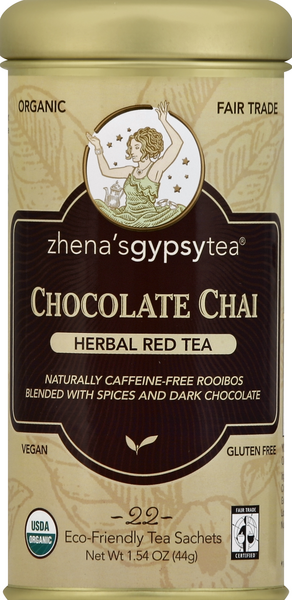Zhena's Gypsy Tea Chocolate Chai Herbal Red Tea Caffeine Free 22