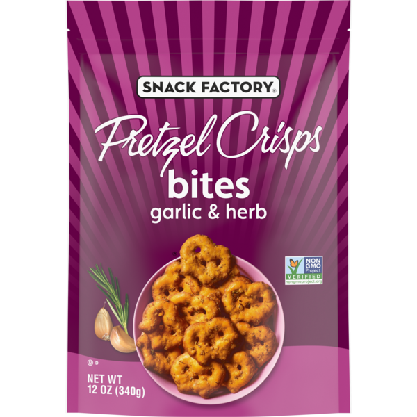 Snack Factory Pretzel Crisps Bites, Garlic & Herb | Hy-Vee Aisles