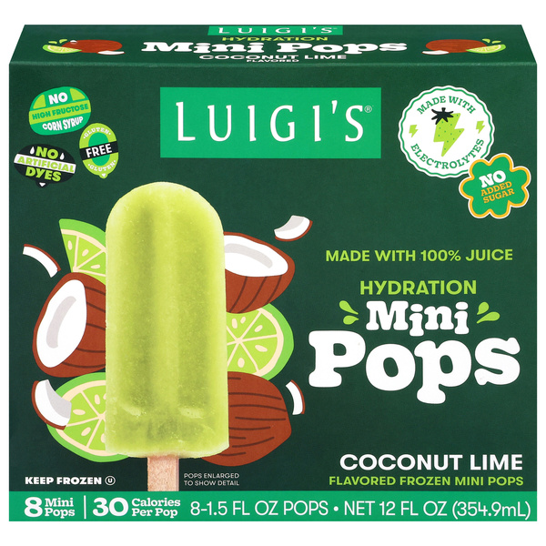 Luigi's Coconut Lime Mini Pops, 8-1.5 fl oz Pops | Hy-Vee Aisles Online ...