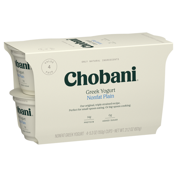 Chobani Plain Non-Fat Greek Yogurt 4-5.3 Oz