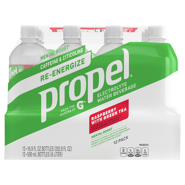 Propel Re-Energize Electrolyte Water Beverage, Raspberry With Green Tea ...
