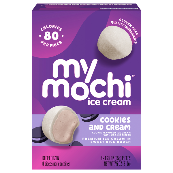 My/Mo Mochi Ice Cream Cookies Cream 6 - 1.5 Oz Pieces | Hy-Vee
