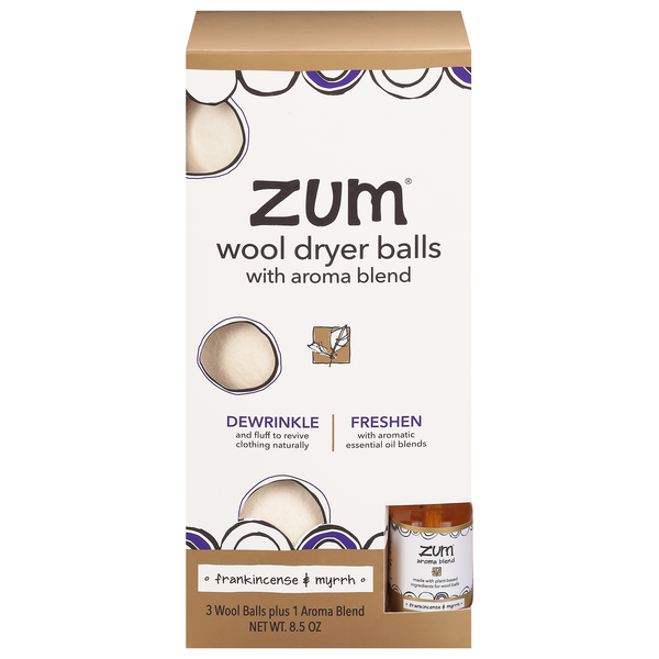 Zum Wool Dryer Balls With Aroma Blend, Frankincense & Myrrh, 3Ct | Hy ...