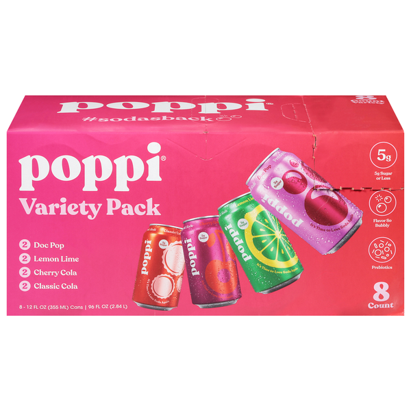 Poppi Prebiotic Soda, Variety Pack, 8Pk | Hy-Vee Aisles Online