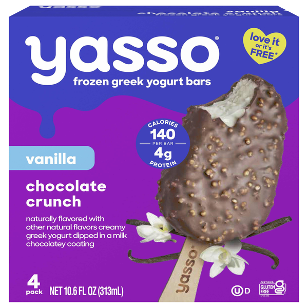 yosa ヨサハーブ Yasso Yogurt Bars, Vanilla Chocolate Crunch, 4-2.65 fl oz | Hy-Vee
