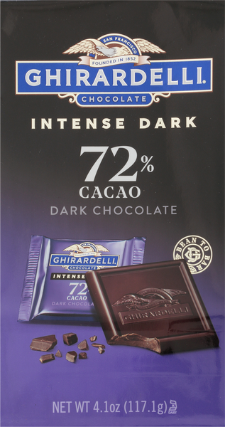 GHIRARDELLI PREMIUM DARK 72% Cacao Dark Chocolate SQUARES, 4.1 oz
