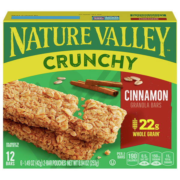 Nature Valley Granola Bars, Cinnamon, Crunchy - 6 pack, 1.49 oz