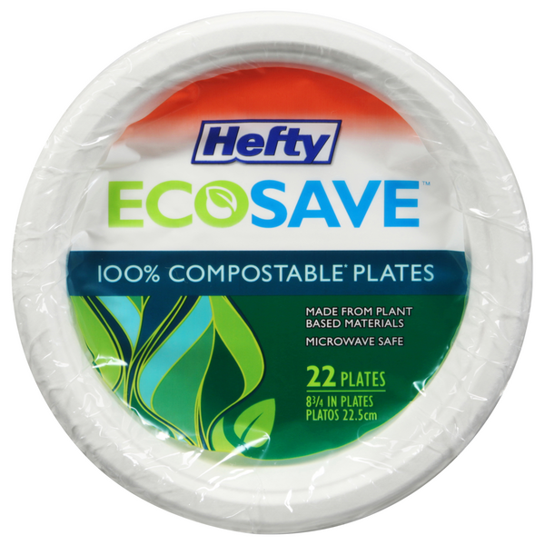 Hefty - Hefty, EcoSave - 100% Compostable 8.75 in. Plates (22