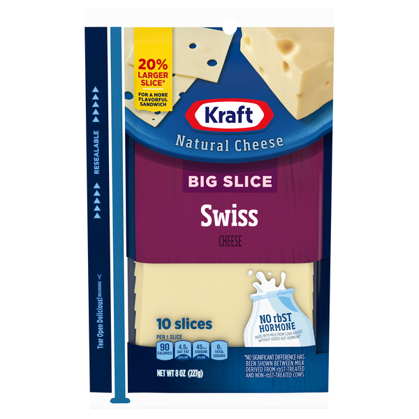 Kraft Natural Cheese Big Slice Swiss Cheese Slices 10Ct | Hy-Vee