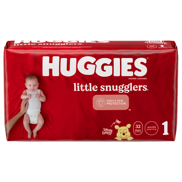 Huggies Little Snugglers Baby Diaper Size 1 8-14lb 32Ct