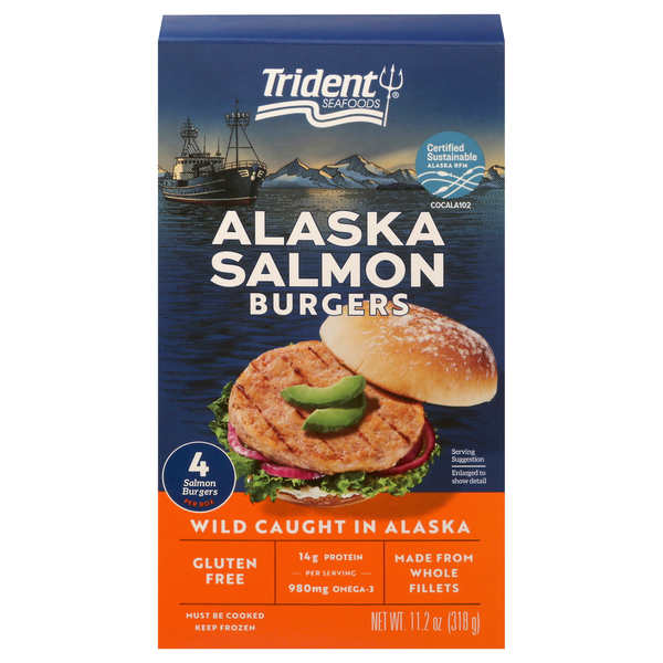ALASKA SOCKEYE SALMON LIGHTLY SEASONED BURGERS, ALASKA SOCKEYE SALMON