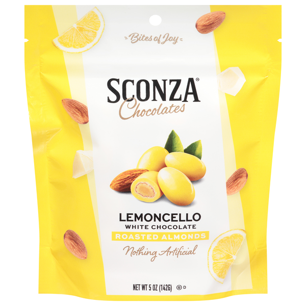 Sconza Chocolates Lemoncello White Chocolate Roasted Almonds | Hy