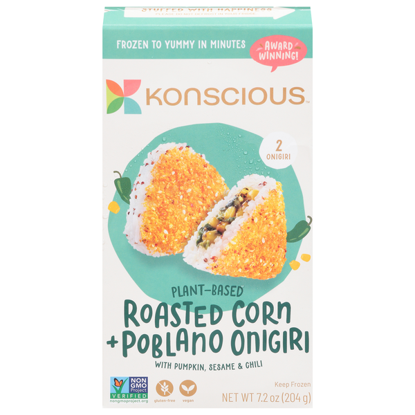 Konscious Onigiri, Plant-Based, Roasted Corn + Poblano, 2Ct | Hy