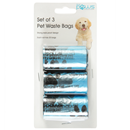 Blue Paws Pet Waste Bags, Set of 3, Blu-0160, 20 ea Roll