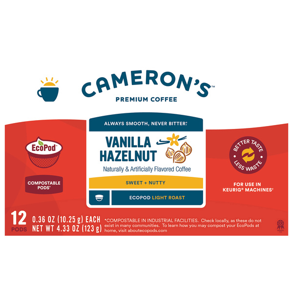 Cameron's Coffee EcoPods, Flavored, Vanilla Hazelnut Light Roast | Hy ...
