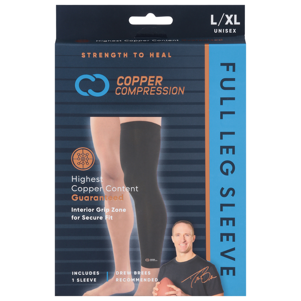 Copper Compression Full Leg Sleeve, Unisex, L/XL