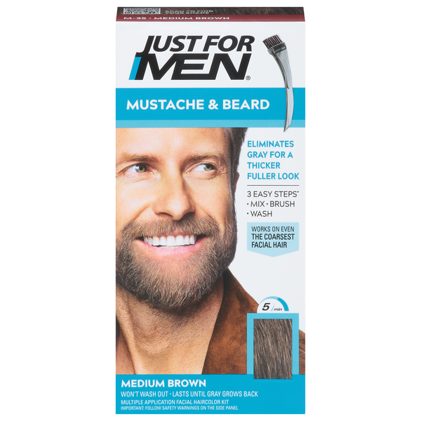 Just For Men Mustache and Beard Coloring for Gray Hair, M45 Dark Brown
