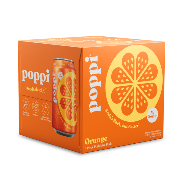 Poppi Prebiotic Soda, Orange, 4Pk | Hy-Vee Aisles Online Grocery