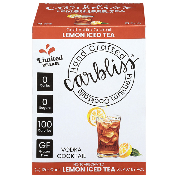 Carbliss Lemon Iced Tea Vodka Cocktail 4Pk | Hy-Vee Aisles Online