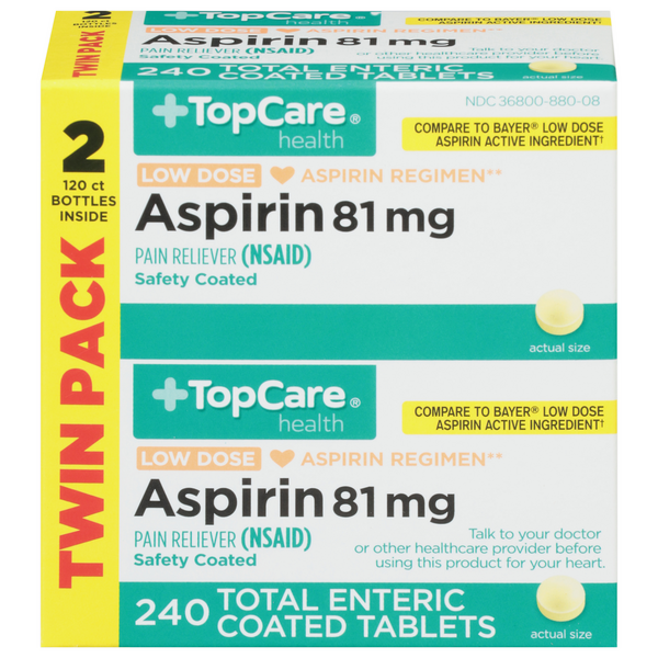 TopCare Adult Low Dose Aspirin 81mg Twin Pack | Hy-Vee Aisles