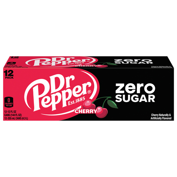 Dr Pepper Cherry Zero Sugar Soda, 12 Pack | Hy-Vee Aisles Online