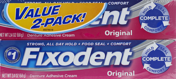 Fixodent Original Denture Adhesive Cream - 2 count, 4.8 oz tubes
