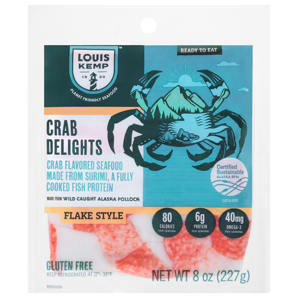 CRAB DELIGHTS: CRAB FLAVORED SEAFOOD MADE FROM SURIMI, A FULLY