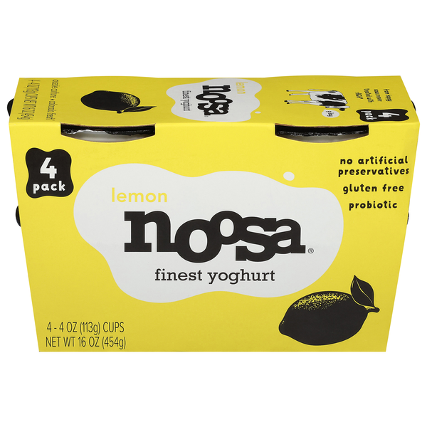 Noosa Lemon Finest Yoghurt, 4-4 oz Cups | Hy-Vee Aisles Online