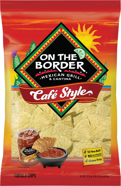 On The Border Cafe Style Tortilla Chips Bag, 22.25 oz.