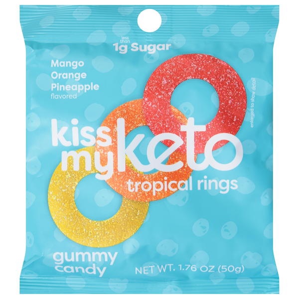 Kiss My Keto Tropical Rings Gummy Candy, Mango Orange Pineapple