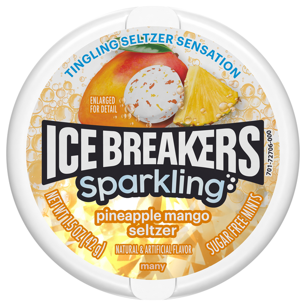Ice Breakers Sparkling Mints, Sugar Free, Pineapple Mango Seltzer