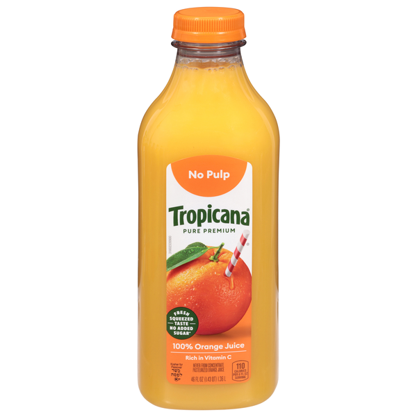 Tropicana Pure Premium Original No Pulp 100% Orange Juice, 46 Fl