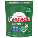 Cascade Complete ActionPacs, Dishwasher Detergent, Lemon Scent, 27Ct