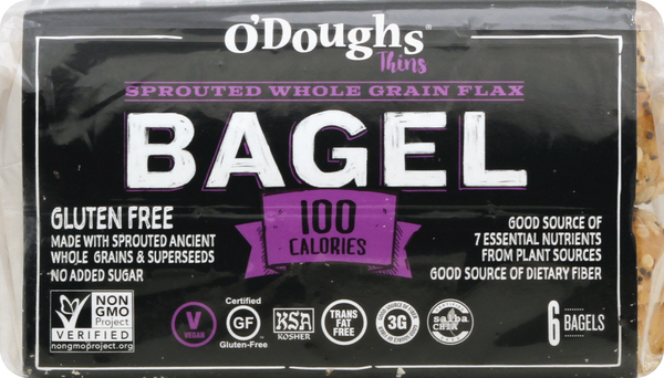 O'Doughs Bagels, Gluten Free, Sprouted Whole Grain Flax 6Ct | Hy