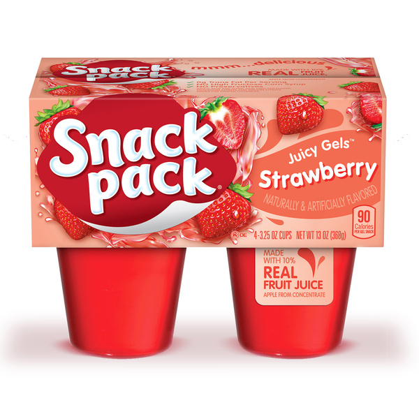 Snack Pack Strawberry Flavored Juicy Gels Cups, 3.25 oz., 4-Count